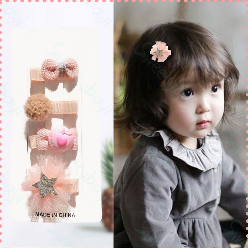 [rumahbayipdg] jepit rambut anak korea lucu set ikat rambut anak hair clip