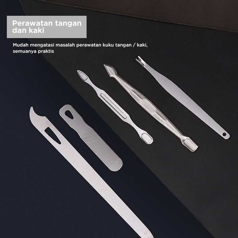 Holiven Gunting Kuku Set 19in1 Manicure Perawatan Kuku