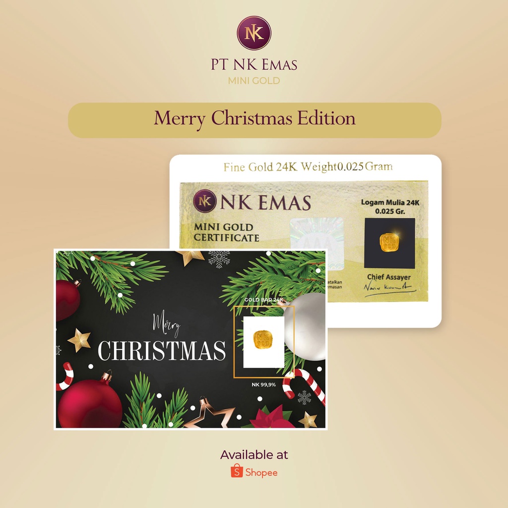 5 Pcs NK Mini Gold 0.025 Gram (Merry Christmas Envelope Edition) A