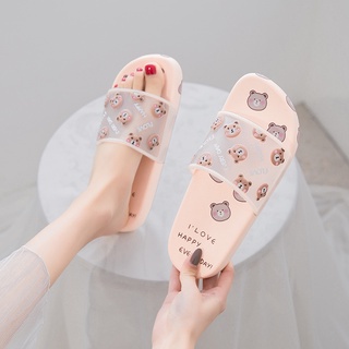 [JWALK] Sandal Wanita Slip On Karet Bear KAI BLACK PEACH WHITE Transparan Hangout Outdoor Rumahan Lucu Anti Licin- 262