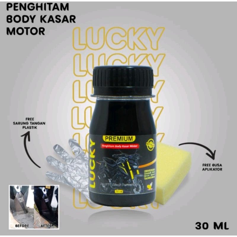 Penghitam Body Plastik Motor Mobil Hitam Permanen Kembali Seperti Baru-Back To Black Lucky 30 Ml