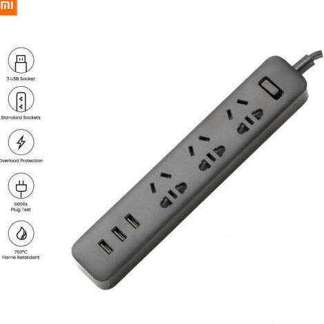 Xiaomi Smart Powerstrip Colokan Listrik Charger 3 USB Port + 3 Colokan