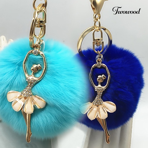 Twowood Fashion Charm Bola Bulu Mobil Liontin Handbag Keyring Pompom Ball Decor Keychain