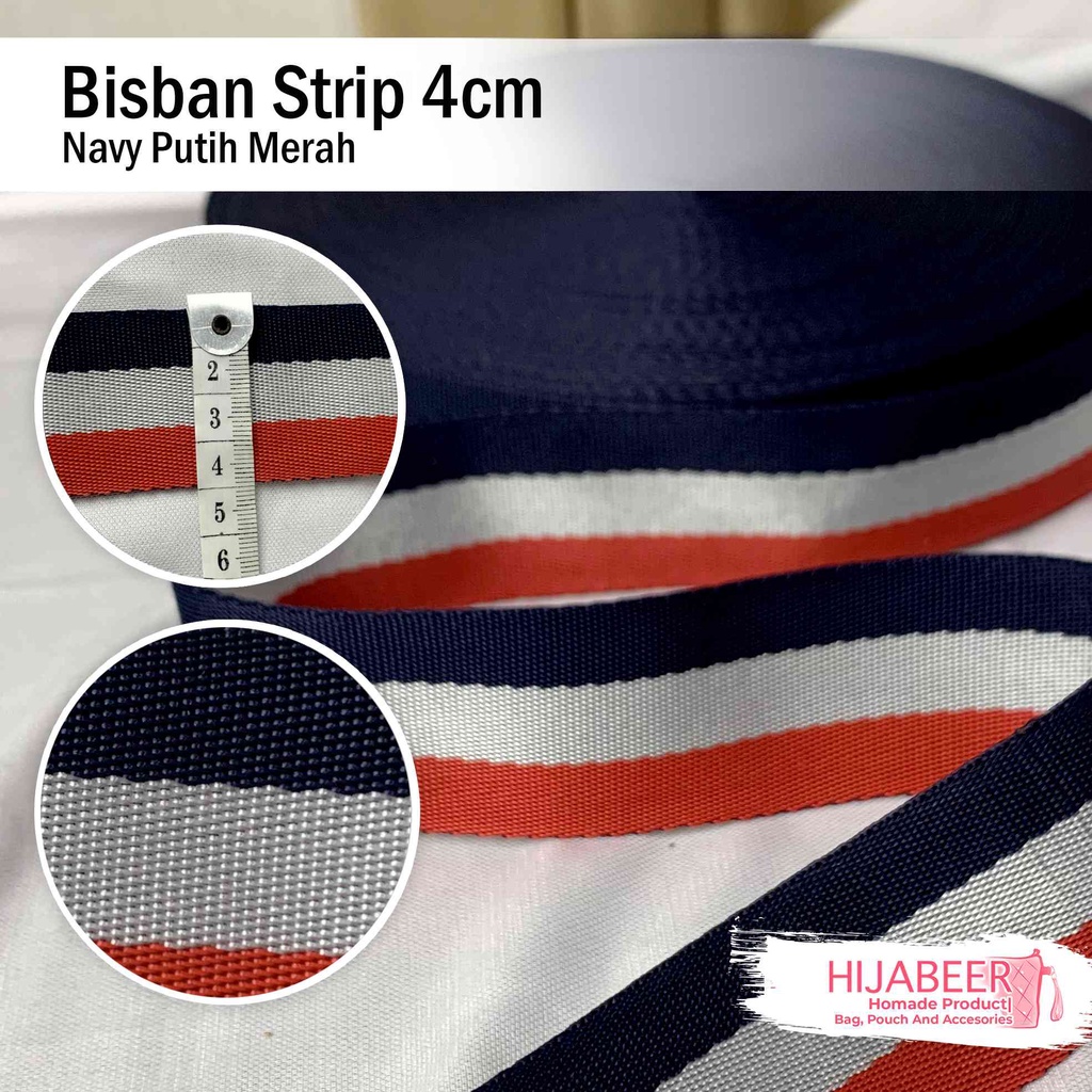 Tali Bisban Motif Salur 4cm  Harga Per ROLL - Tali Bisban Motif GC (GUCCI) Tali Webbing Per ROLL - Tali Tas Bisban