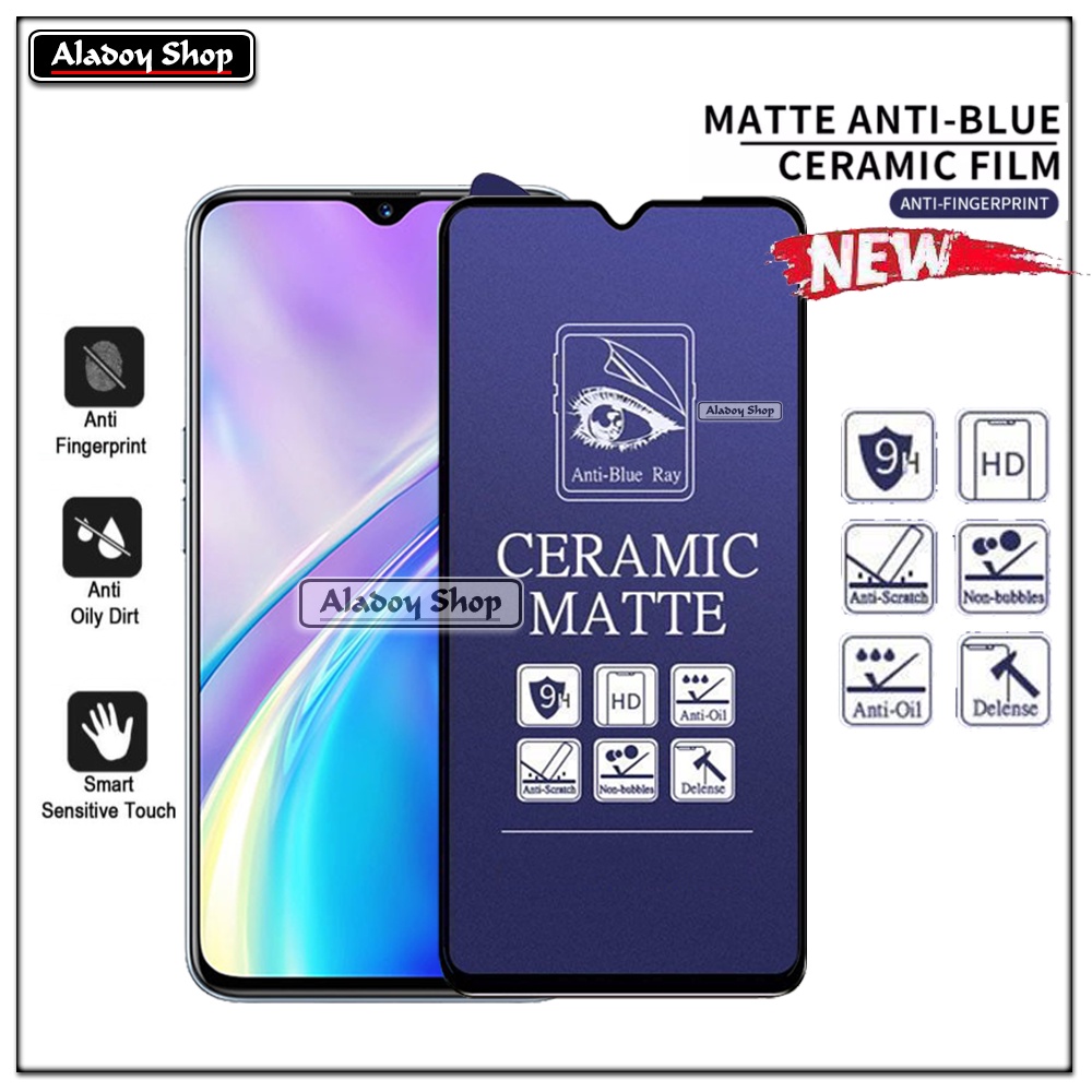 PAKET 3IN1 Anti Gores Blue Matte Anti Glare Realme XT + Tempered Glass Camera dan Skin Carbon