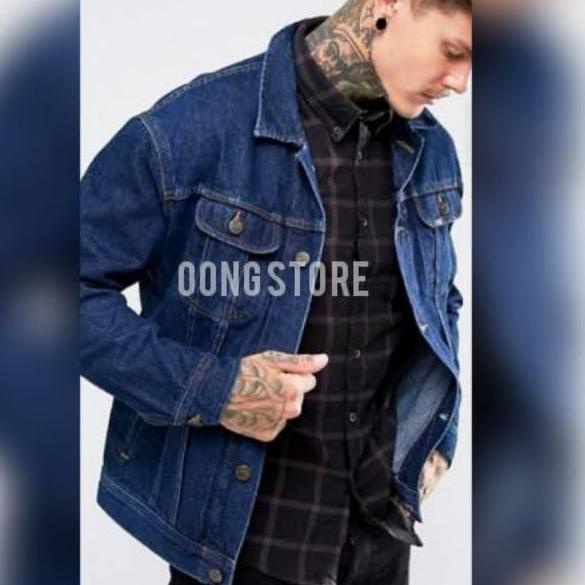 [M-I6I ♥] [KODE 501] hot promo Jaket Jeans Pria Cowok Levis Oversize Jumbo Big size XXL XXXL Hitam B