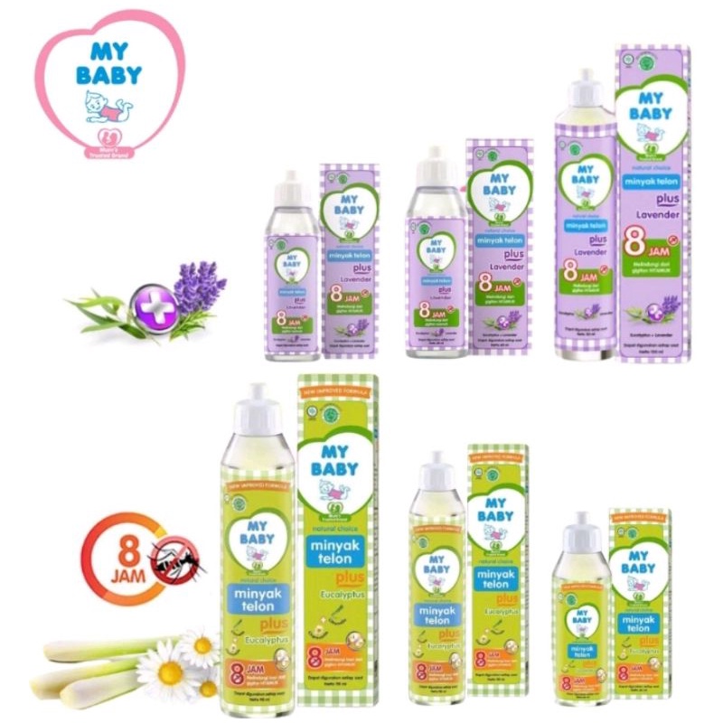 MY BABY Minyak Telon Plus Eucalyptus dan Lavender  Minyak Bayi Anti Nyamuk Tahan Lama 8 Jam  60ml / 90ml / 150ml