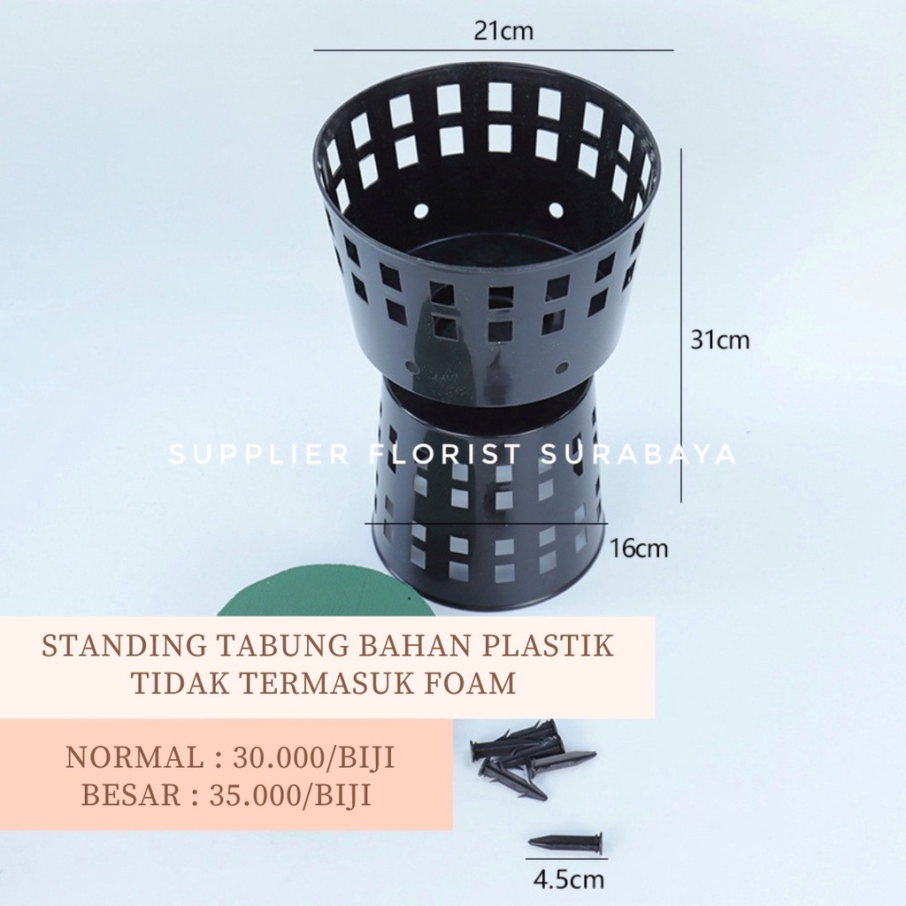 POT TABUNG PLASTIK RAHASIA STANDING BOUQUET, TIDAK TERMASUK FOAM BULAT