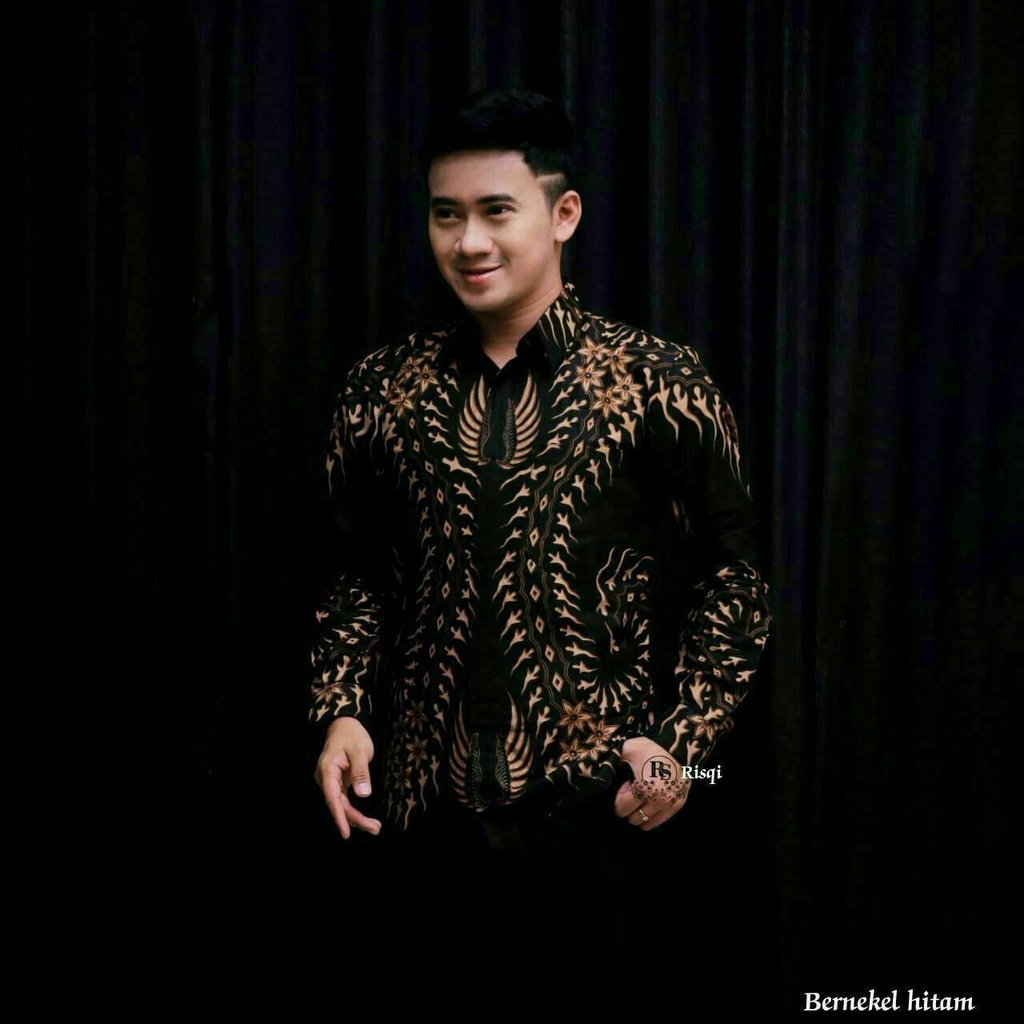 FURIOSA BATIK KENZO HITAM Baju Batik Pria Lengan Panjang Ukuran M L XL XXL