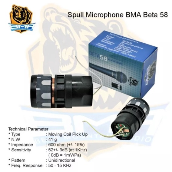 SPUL SPULL MICROPHONE MIC BMA BETA 58 SPOL SPOOL ELEMEN MIK BETA 58 ORI