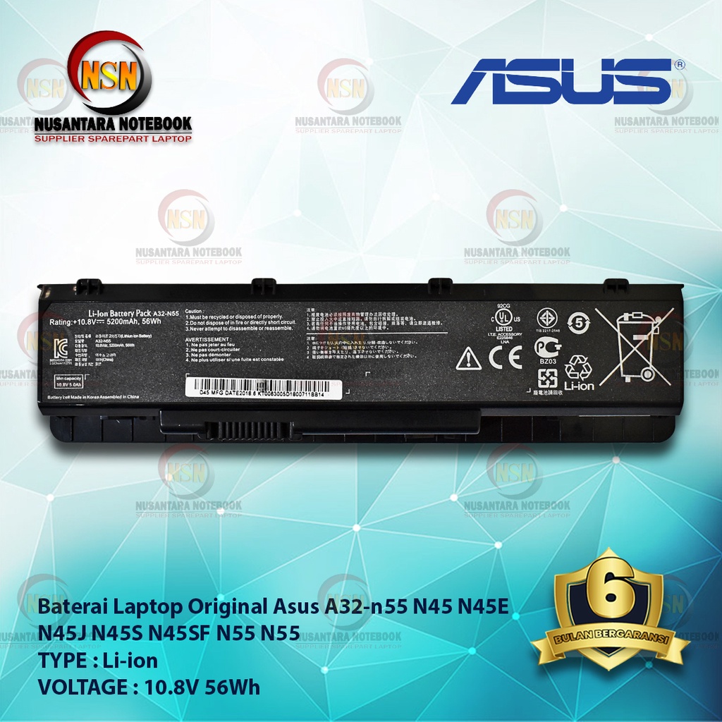 Baterai Original Asus A32-N55 N45 N45E N45J N45S N45SF N55 N55