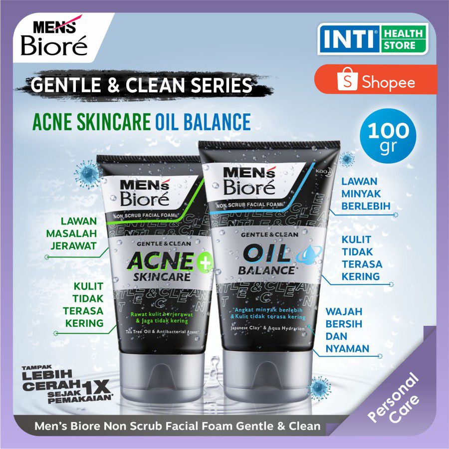 Men's Biore | Facial Foam Non Scrub 100 ml | Pembersih Wajah Pria