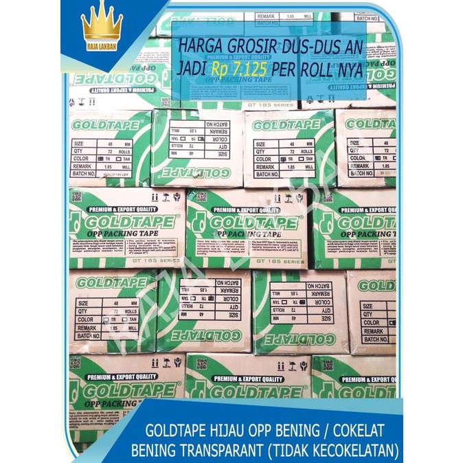 

Lakban Goldtape / Plakban Goldtape OPP Core Hijau 80Yard - PER DUS