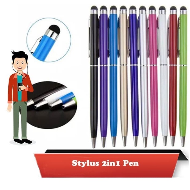 PA Stylus Pen 2IN1 Untuk HP Touch Screen Android Iphone Ipad Universal Touch Screen Pena Sensitive Tablet SS198