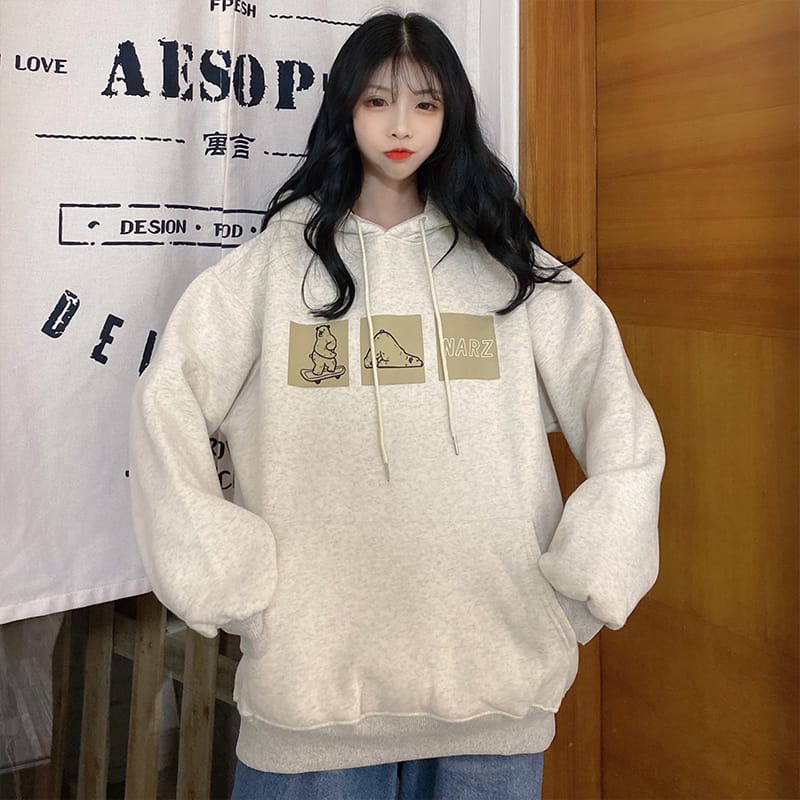 Sweater Hoodie Wanita NARZ Jacket Ala Korean Fashion Terkini Outfit Kasual Santai Kekinian