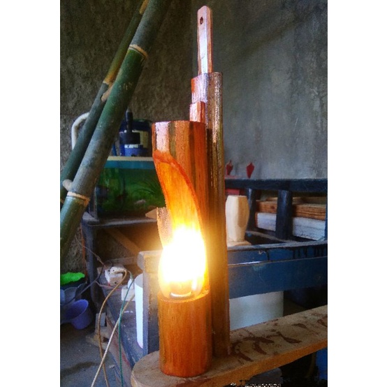 lampu hias dinding bambu