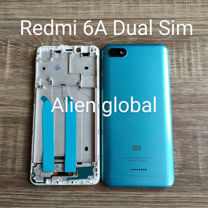 Middle / Frame LCD Plus Backdoor Tutup batre Xiaomi Redmi 6A Dual Sim Frame Dudukan Lcd Sama Backdoo