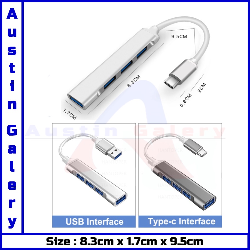 Adapter Type C USB HUB 4Port USB 3.0 Multiport OTG Untuk Macbook IOS Laptop Tablet Smartphone