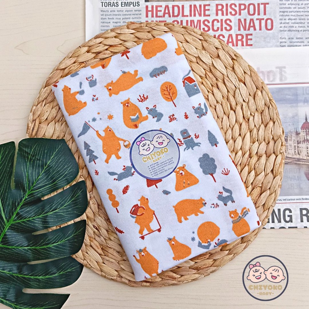 3 Pcs Bedong Bayi Baru Lahir Bahan Kaos 110 x 90 Serian MUSTARD Chiyoko Baby