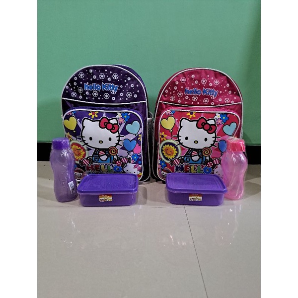 tas anak perempuan / bonus botol minuman dan tempat makan