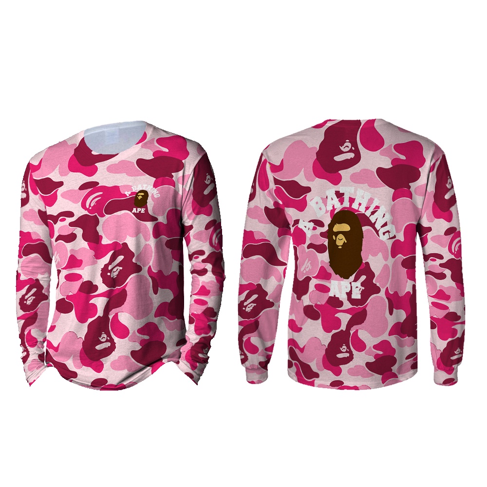 [TiniShop] TShirt Panjang A Bathing Ape Bape Pria / Kaos A Bathing Ape Bape Original FullPrint