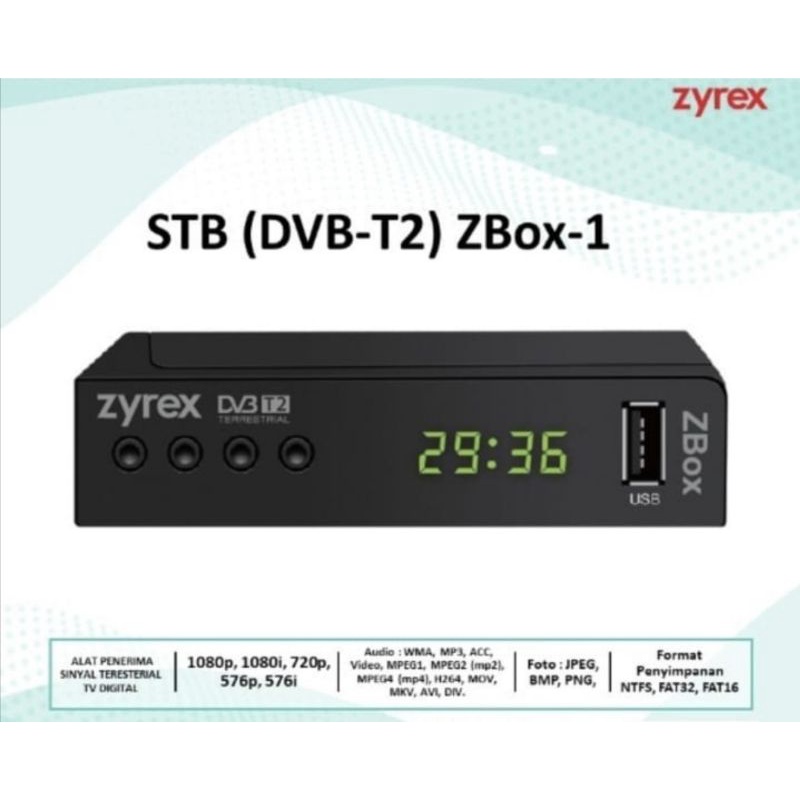 Jual ZYREX SET TOP BOX STB TV DIGITAL DVB T2 Z BOX 1 GARANSI RESMI