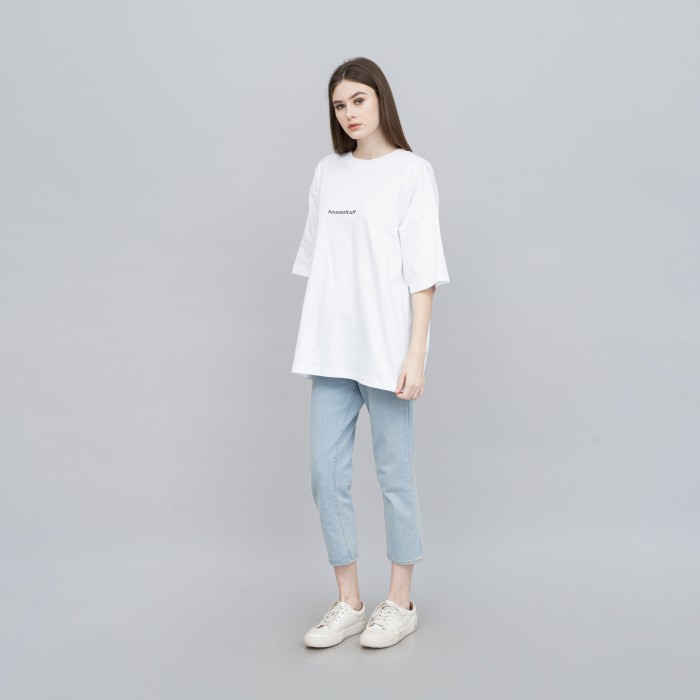 Houseofcuff Kaos Oversized T-shirt Wanita Unisex Tebal Putih Garuda