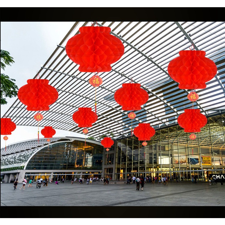 Lampion Bulat Imlek HONEYCOMB Lantern Chinese New Year Oriental Dekorasi Lantern Lamp 20cm 30cm 40cm Cantik Elegan