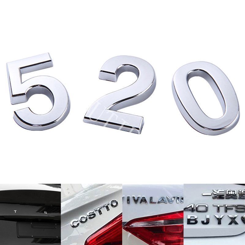 1pc 25mm 3D Logam DIY Alfabet Huruf Angka Emblem Stiker Mobil Silver Badge Decal Aksesoris Deco