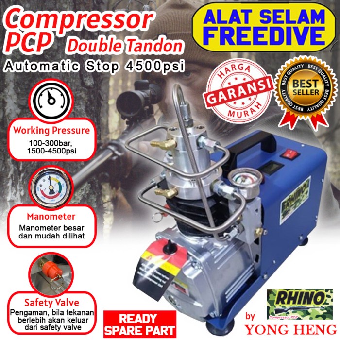 Mini Compressor Kompresor Pompa Pcp Senapan Rhino Auto Stop 300Bar