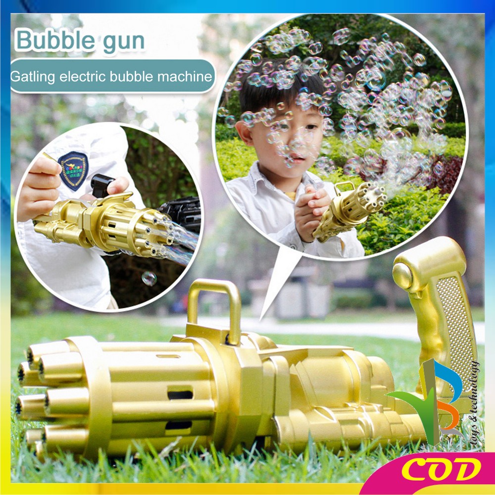 RB-M197 Mainan Bubble Gun Pistol Gelembung Sabun Anak Buble Gun Elektrik Machine Gun Bubble Busa