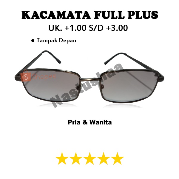 Kacamata Plus Rabun Dekat (+) Ukuran +1.00 s/d +3.00 Frame Besi Lensa Gelap Kacamata Baca Full Plus Unisex FREECASE