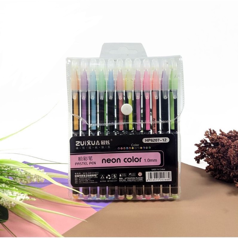 

PULPEN GEL PASTEL 12 WARNA NEON COLOUR ZUIXUA / PEN PASTEL