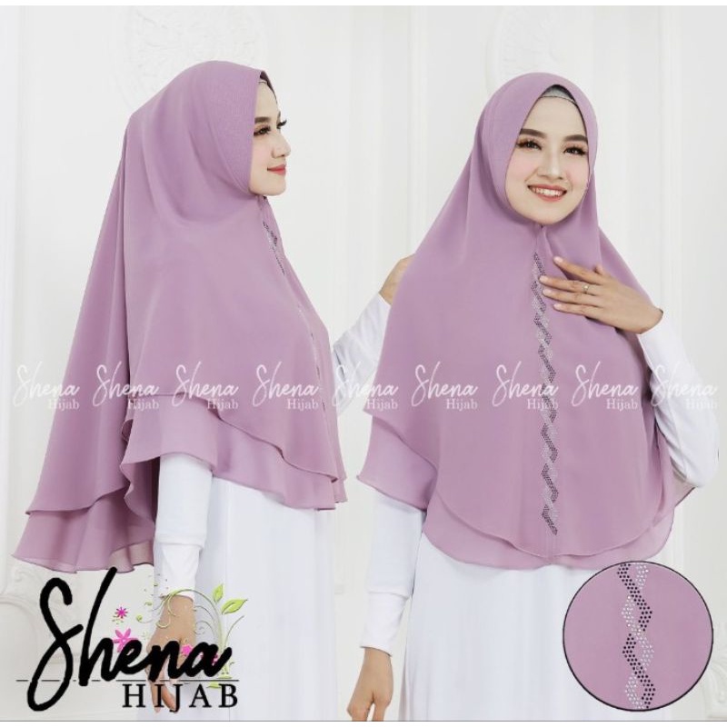 Hijab Khimar ORI By Shena Instan 2 Layer Ceruty Babydoll Payet •
