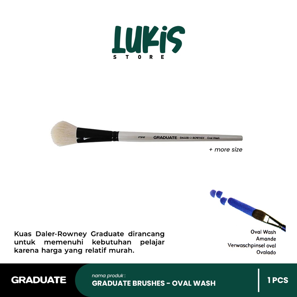 

Kuas Lukis GRADUATE Goat Hair Brushes | White Goat | Oval Wash | Short Handle
