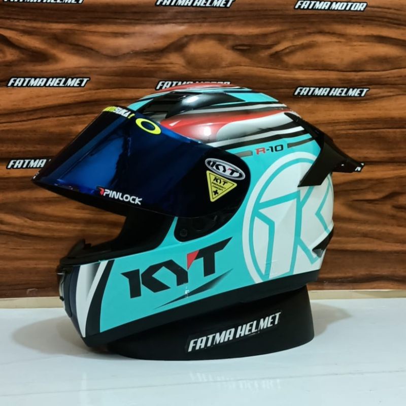 HELM KYT R-10 AQUAMARINE PAKET GANTENG (gratis visor ori)