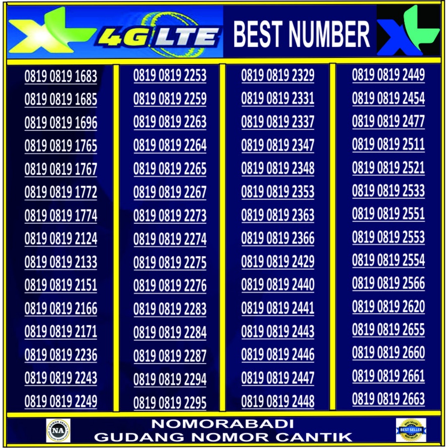 nomorcantik kartu perdana xl 4G 0819 0819 XXXX H150