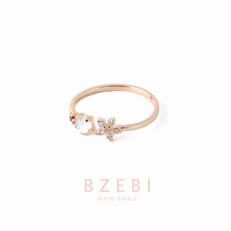 Bzebi Cincin Emas Berlian 18k Cincin Terbuka Dapat Disesuaikan Anti Karat Gaya Korea Aksesoris Fashion Wanita Aksesoris Harian Perhiasan Premium Hadiah Ultah Dengan Box 29r