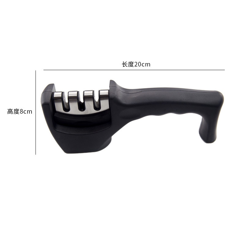 Knife Sharpener，Hitam，3 Tahap Asahan，Utensil Alat Pengasah Pisau Dapur