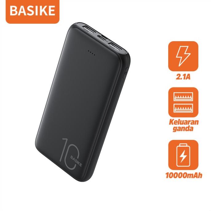 Powerbank Lcd Dual Usb Basike 10000 Mah Fast Charging Mini Murah Ori