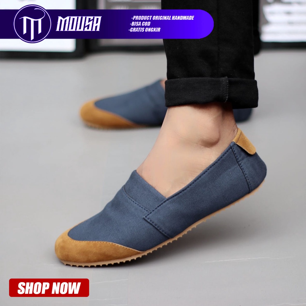 Sepatu Slip On Pria Casual Original Santai Gaya Keren Kekinian Original Murah Terlaris Mousa Manji