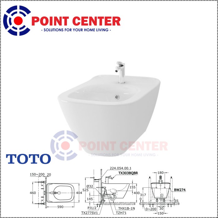 TERBAIK TOTO BW274J WALL HUNG BIDET / TOILET BIDET