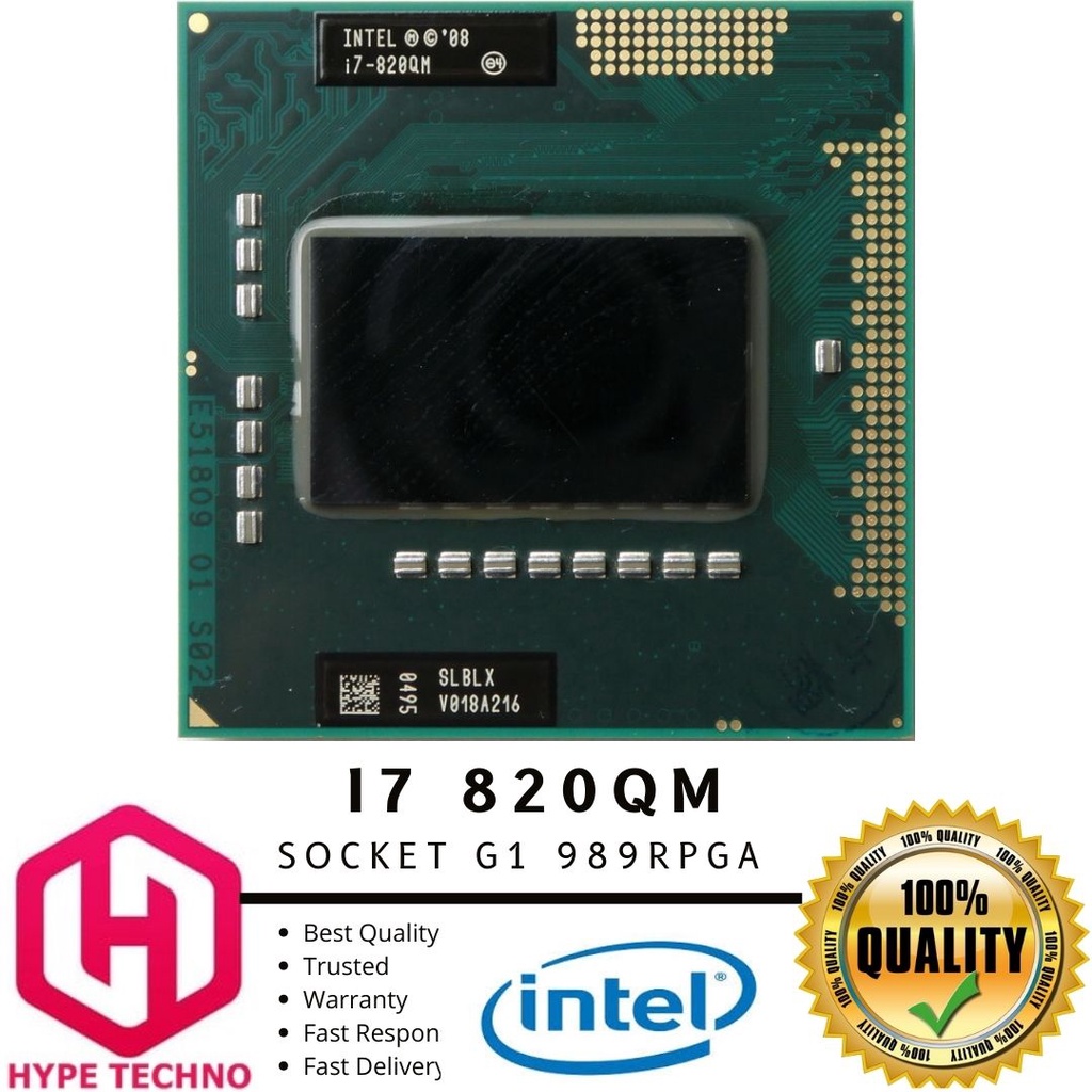 INTEL I7 820QM UP TO 3.67GHz LAPTOP SOCKET G1/ 989RPGA PROCESSOR NO GPU TDP 45W - BEST QUALITY SELEC