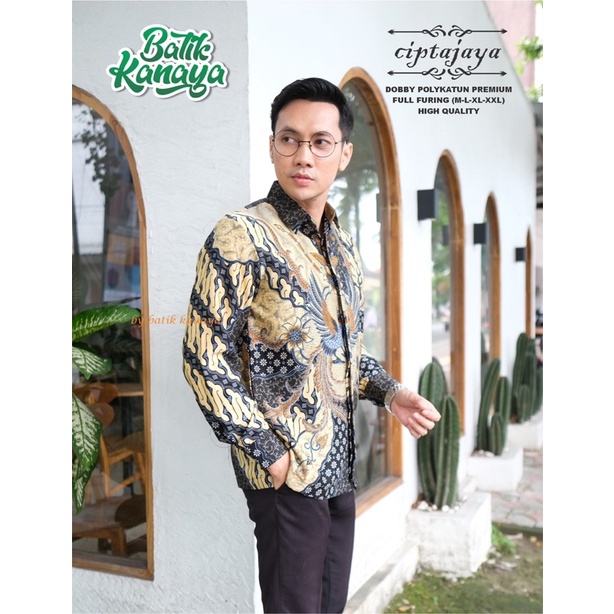 CIPTAJAYA Kemeja Batik Pria Bahan Doby Berlapis Furing