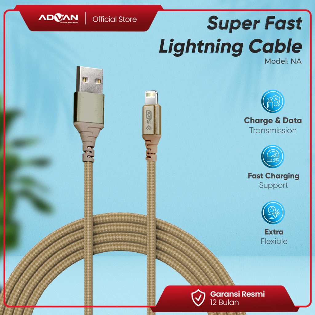 STARTGO Kabel Data Fast Charging 3A USB Nylon NA lightning iPhone ADVAN OFFICIAL STORE