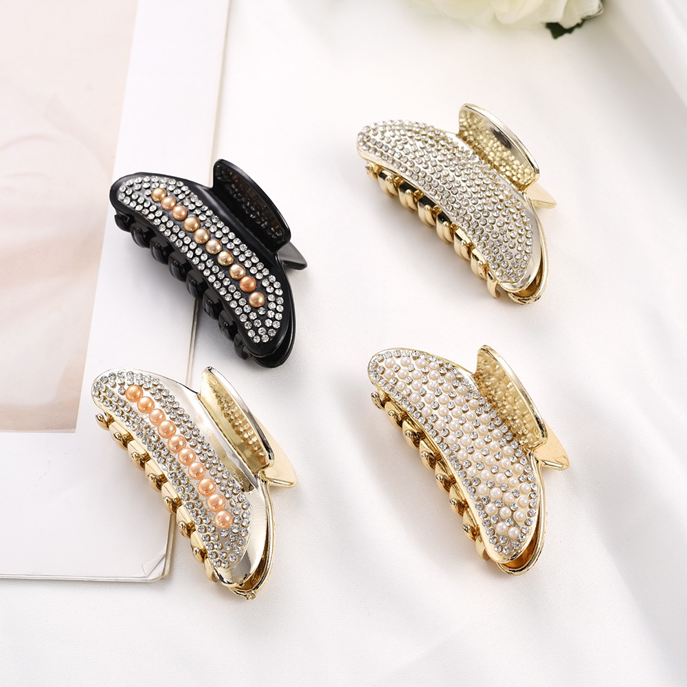 Vintage Gadis Rambut Cakar Elegan Jepit Rambut Besar Hair Pin Aksesoris Rambut Hiasan Kepala Glitter Berlian Imitasi Hair Clip Ladies Women Korean INS Style