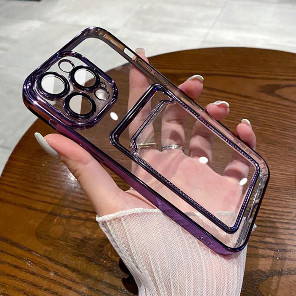 IPHONE Luxury Plating Phone Case Untuk Iphone14Plus141413 Pro MAX Case Untuk Iphone11 12 Pro MAX Soft TPU Clear Casing Dompet Card Holder Cover