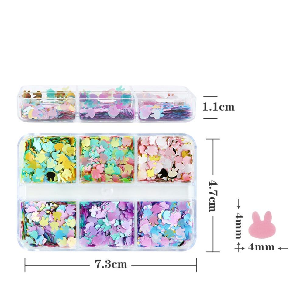 AUGUSTINA Agustina Kelinci Kuku Payet Lucu Nail Charms Fashion Jepang Nail Art Nail Art Perhiasan
