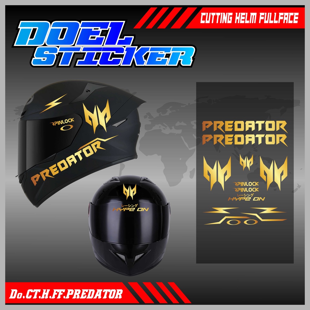 Sticker Cutting Helm Full Face Hologram PREDATOR Doel