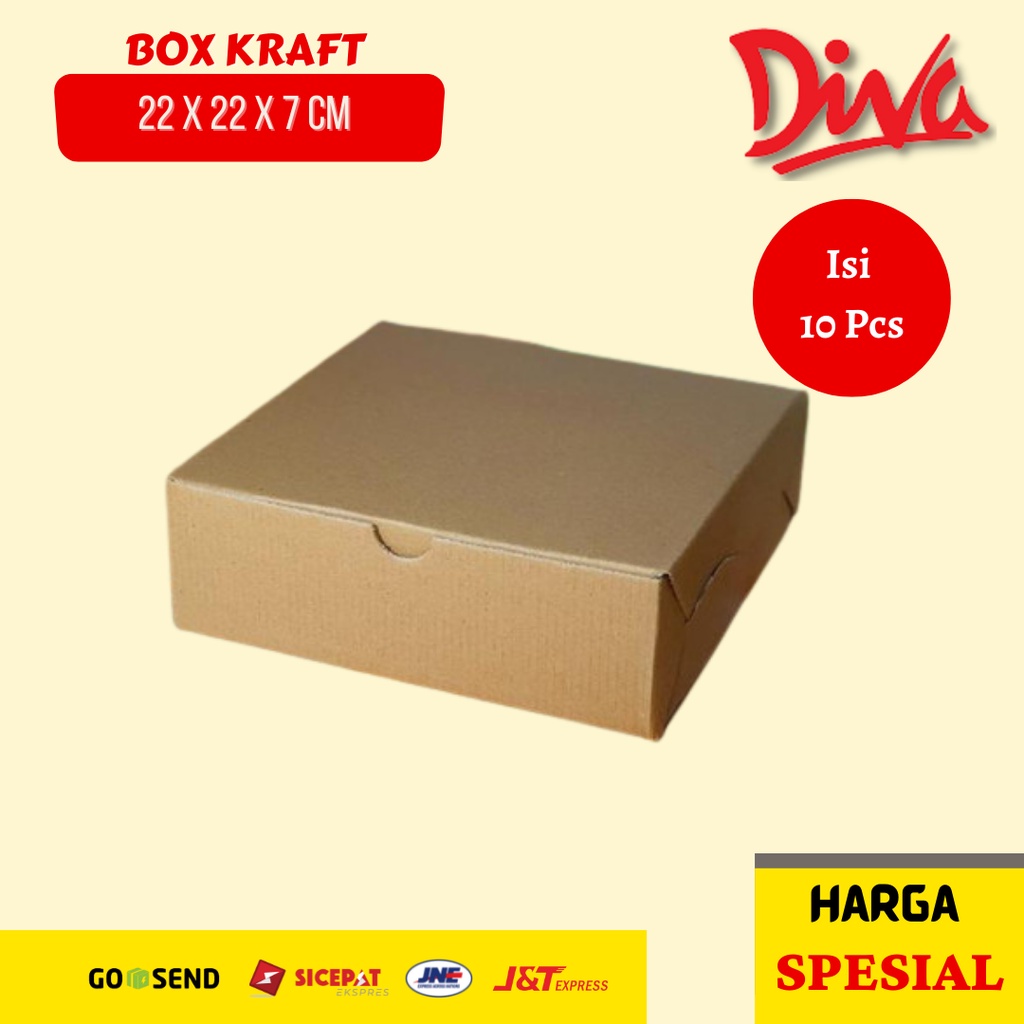 

Box Kraft 22 x 22 x 7 cm | Dus Kotak Kraft Isi 10 Pcs